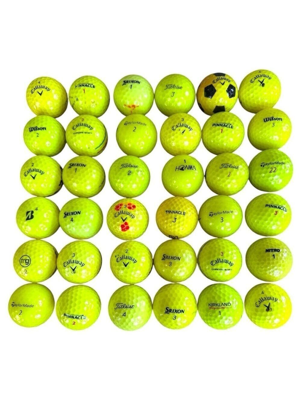 36 Mixed Brand Yellow Golf Balls - Used - Callaway, Titleist, Srixon etc
